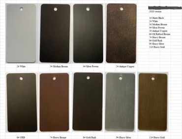 G2 Steel Door and Steel Window Frame Colour Sample Chart.