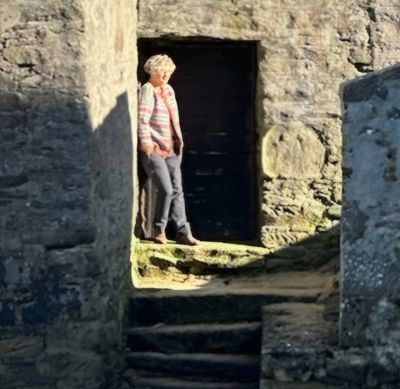 store owner Deb Zilm studying in Lerwick Shetland