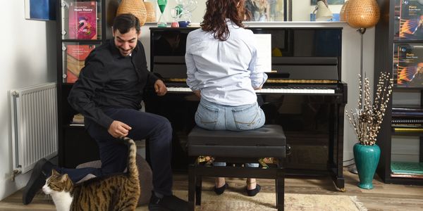 Piano Lesson with cat