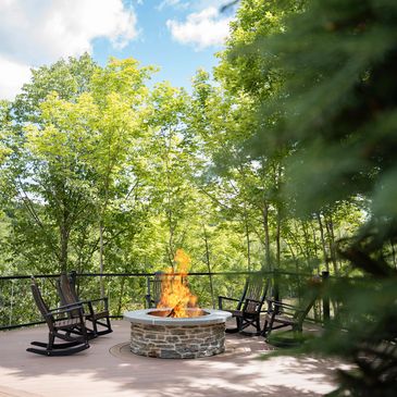 Outdoor Fireplace: Graycliff Retreat. Vacation Rental. Wedding Retreat. Business Retreat. 