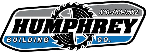 Logo for Humphrey Building Co. with saw blade design and phone number.