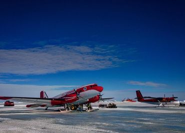 Basler (L), Twin Otter (R) and RSV Aurora Australis during resupply at Davis. November 2019