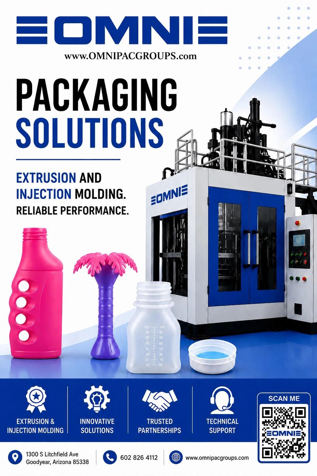 OMNIE packaging solutions with extrusion and injection molding machines.