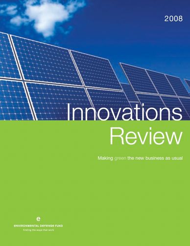 Cover of a report with an image of solar panels and the title "Innovations Review."
