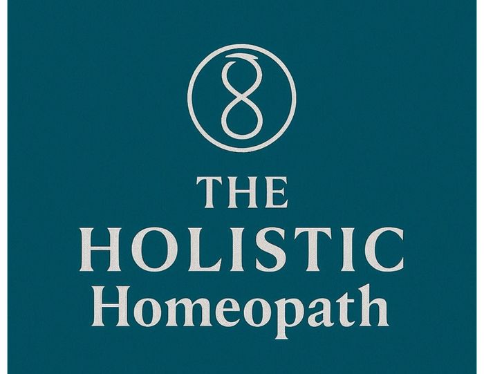 Logo for The Holistic Homeopath on a teal background.