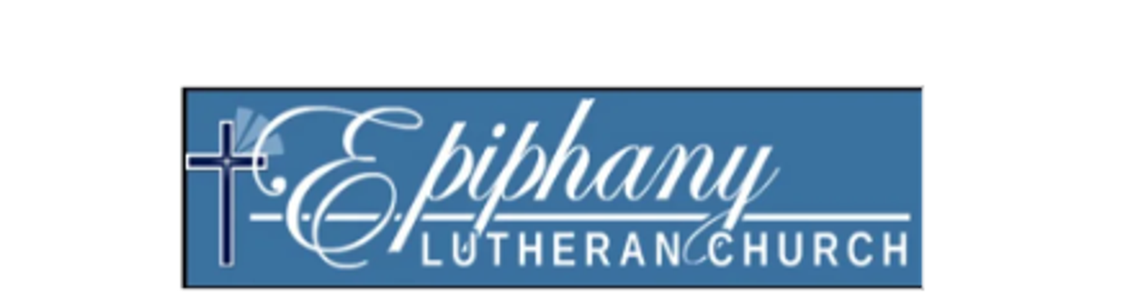 Logo of Epiphany Lutheran Church with a cross on blue background.
