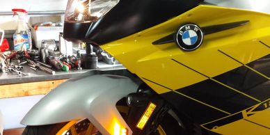 BMW K1200 on the lift.