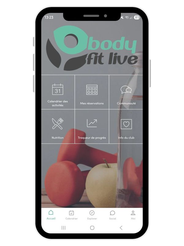 Application Body Fit Live pour le suivi sportif, nutritionnel et bien-être.