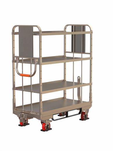 500kg towable logistics trolley with multi-level shelves and heavy-duty castors,
