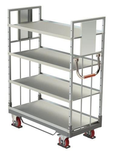 500 kg towable trolley with 1200×600 mm multi-level shelves, heavy-duty castors, drawbar system