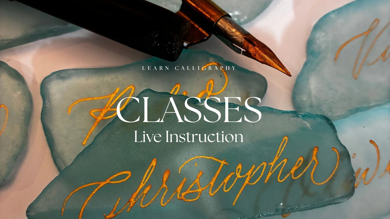 Live personalized instruction for calligraphy classes and workshops. Child adult calligraphy class 