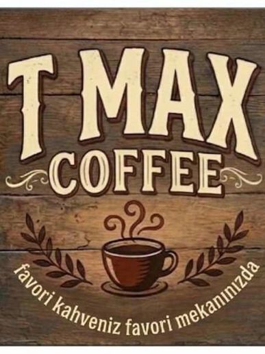 T Max Coffee logosu kahve fincanıyla beraber.