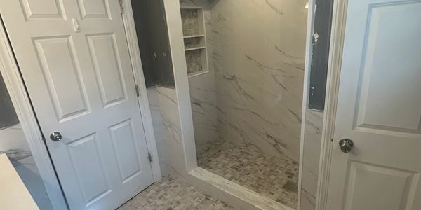 Project Waltham, bathroom, shower floor.
