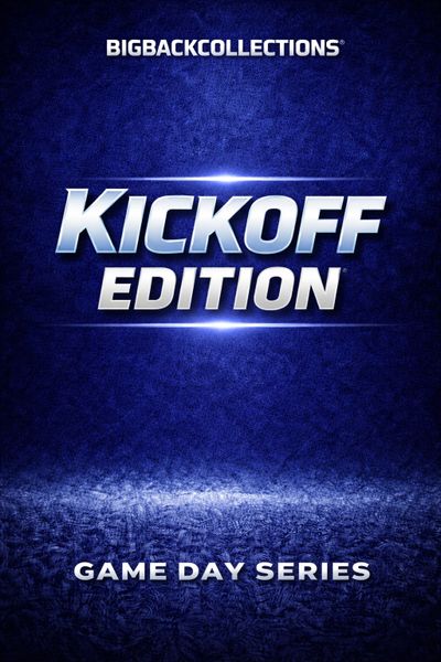 Bold blue poster for Kickoff Edition of Game Day Series by BigBackCollections.