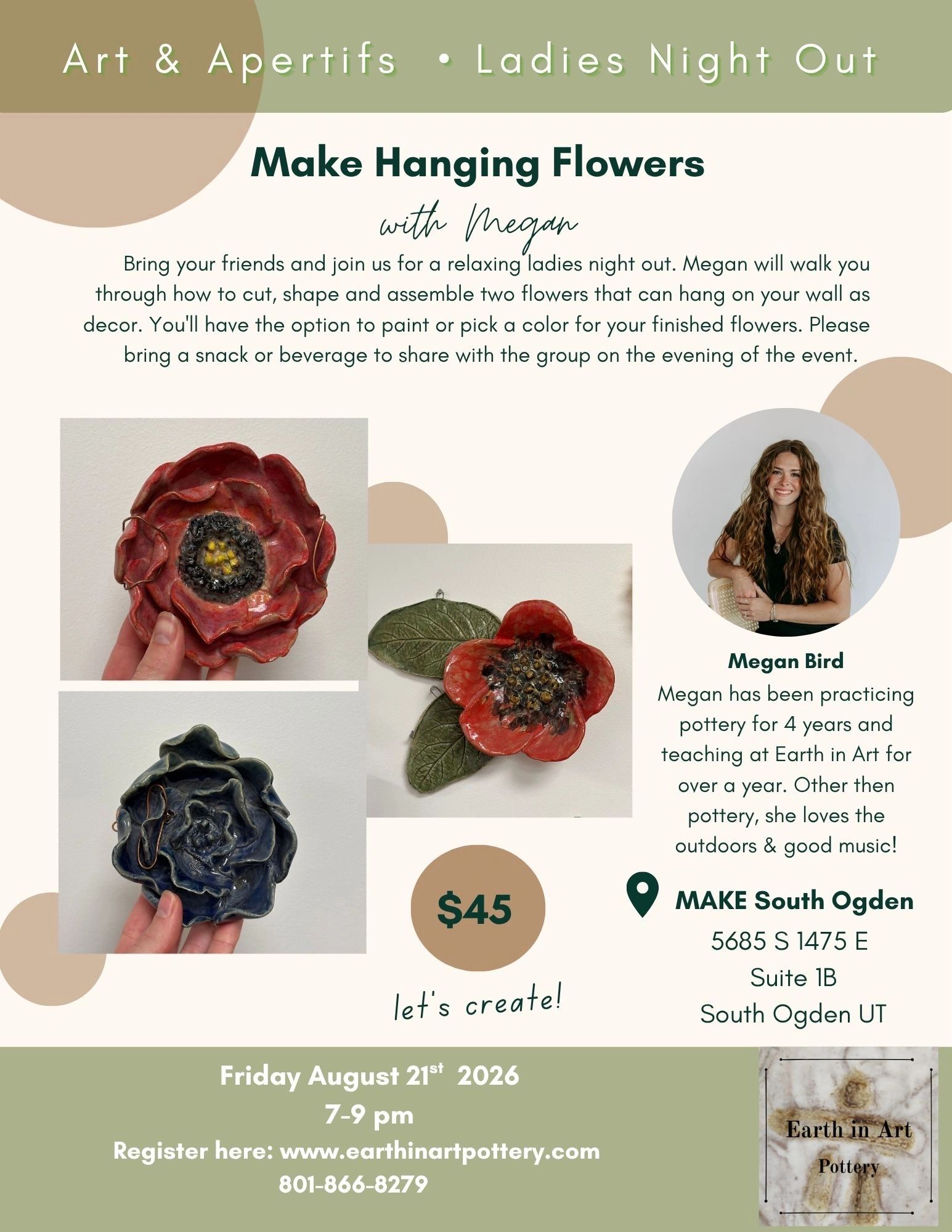 Ladies night out pottery wall flower decor Ogden Utah 