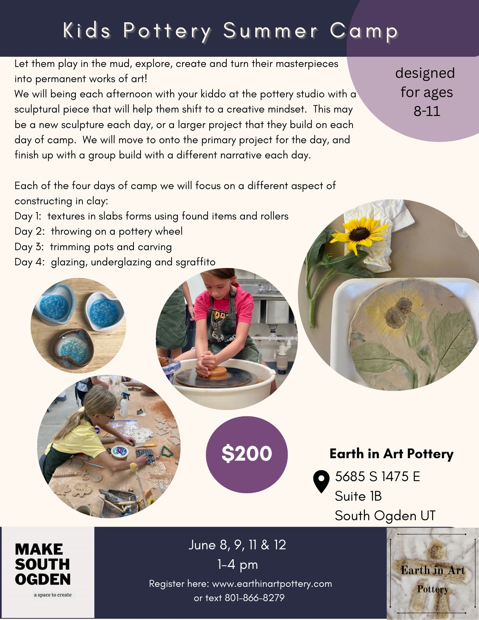 Kids Pottery Summer Camp June 8-12, 2026