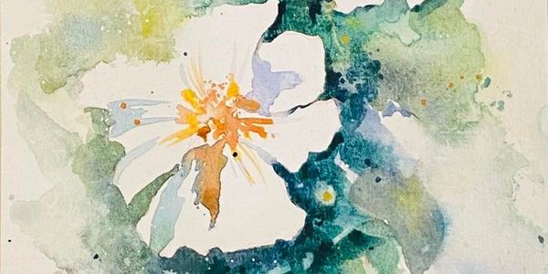 loose, dynamic floral watercolours with negative painting element 