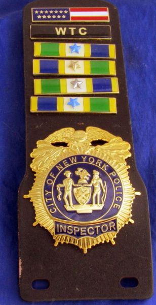 NEW YORK CITY POLICE DEPARTMENT (NYPD) INSPECTOR BADGE WITH SIX AWARD BARS