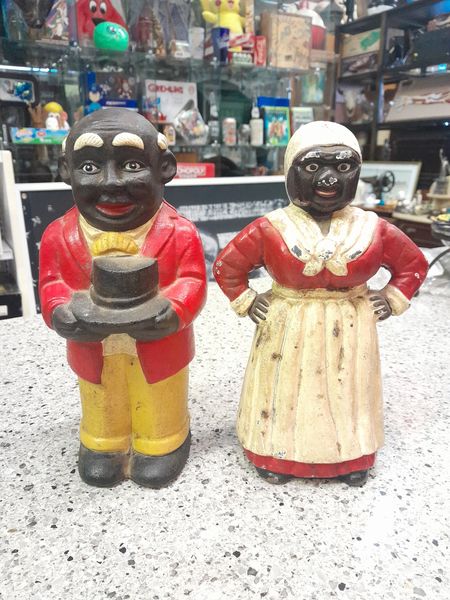Aunt Jemima and Uncle Rastus cast iron banks.