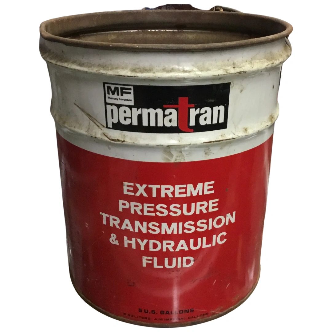 Antique 5 gallon metal bucket pail. Permatran Transmission fluid. Empty.