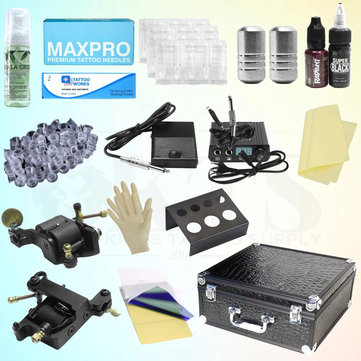 BASIC TATTOO KIT WITH 2 COIL MACHINES