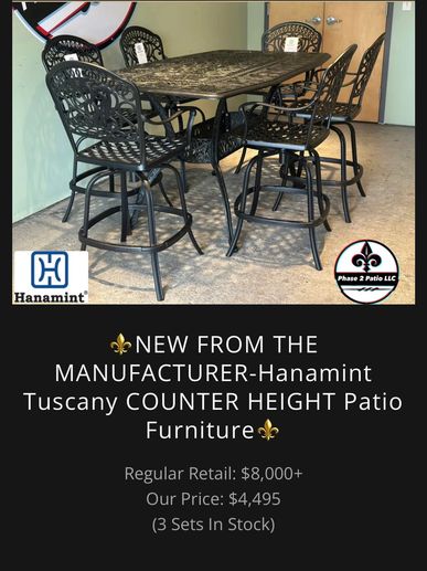 Hanamint Cast Aluminum Furniture - Tuscany Collection - Counter Height