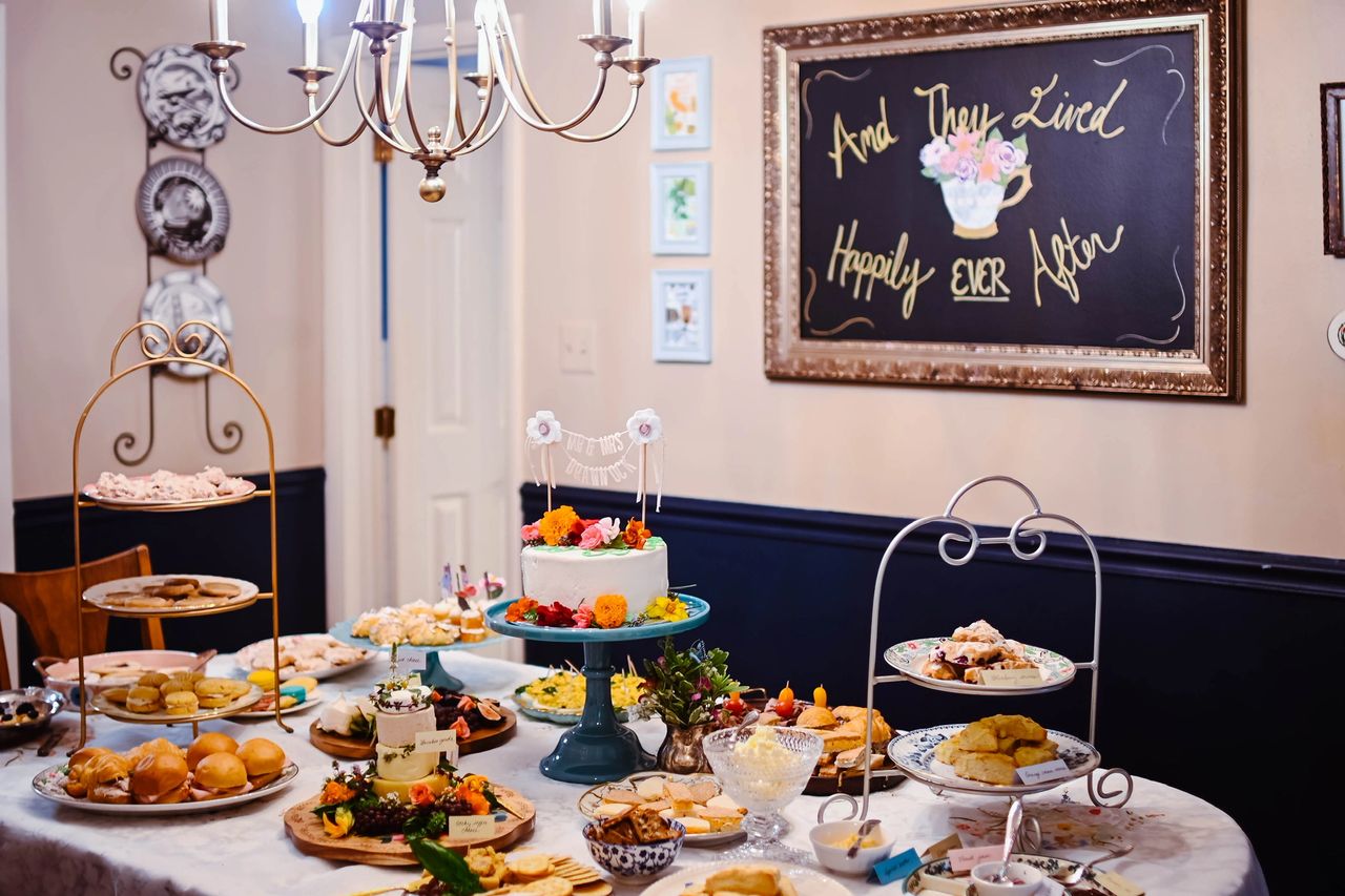 Table filled with food.