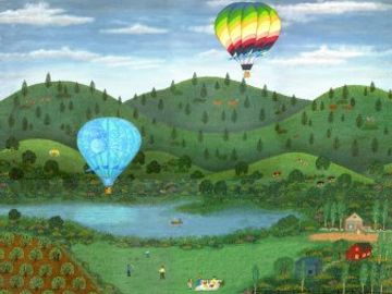 Ballooning, landscape, country, farmland,