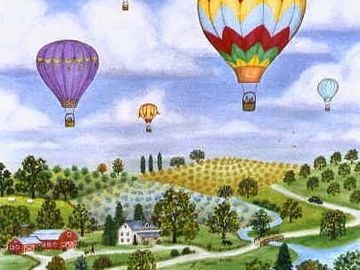 ballooning, landscape, farmlands,