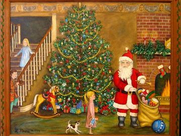 santa claus, christmas, holidays, home decor, wall art, paintings, prints, prints for sale