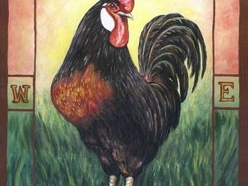 rooster, chicken, farm animal, weather vane, bird, paintings, prints, wall art, home decor, 