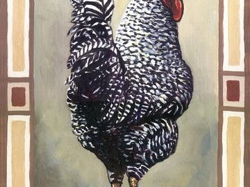 rooster, chicken, farm animal, barnyard animal, birds, paintings, prints, folk art, home decor