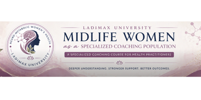 Banner for Ladimax University's coaching course on midlife women health.