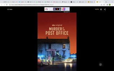 Poster for Sky's original series 'Murder at the Post Office' featuring a nighttime crime scene.