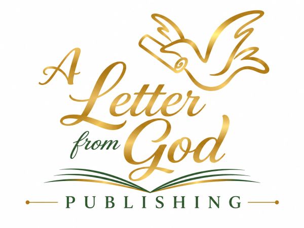 Logo for A Letter from God Publishing with a gold dove and text.