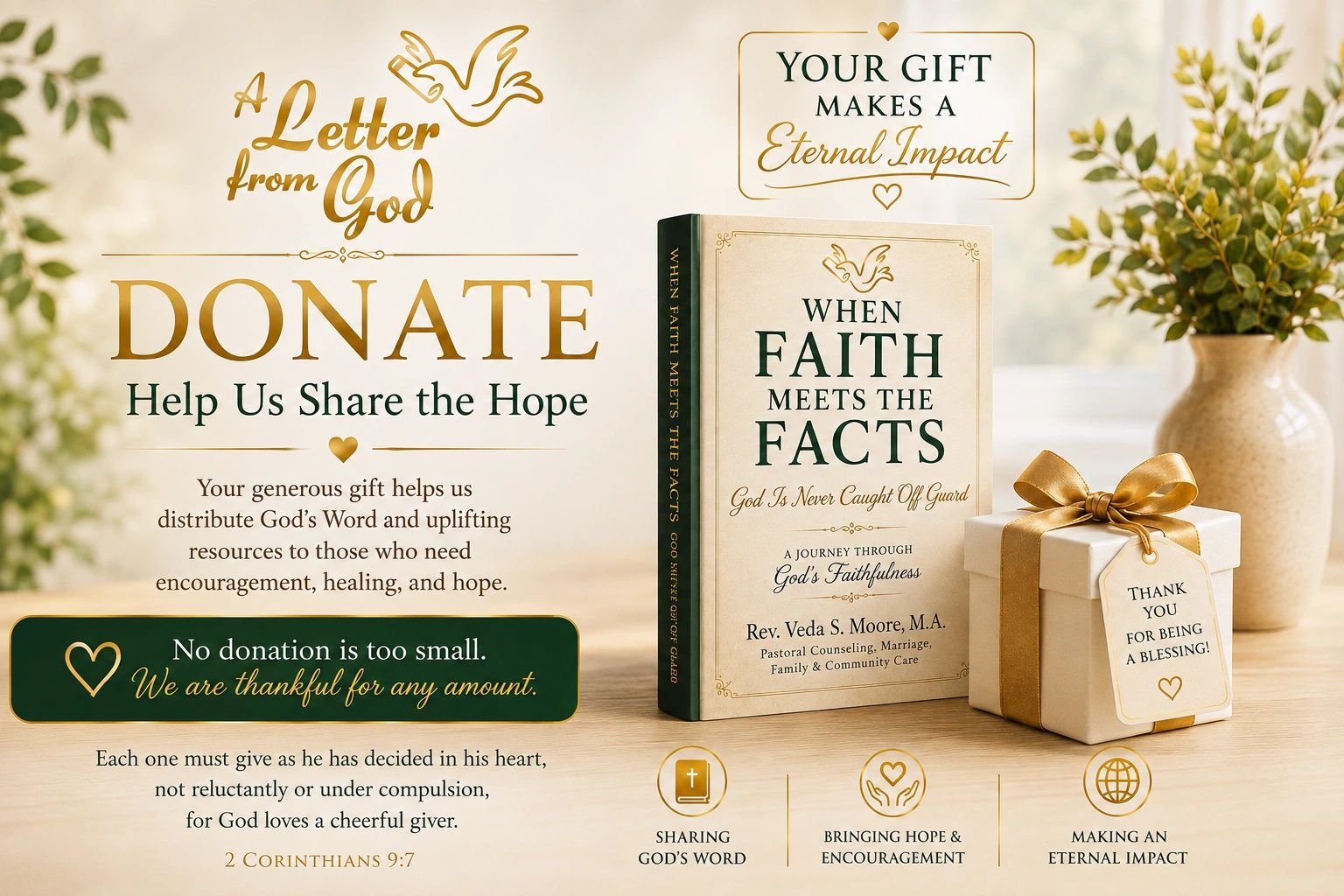 Donation appeal to share God's Word and hope.