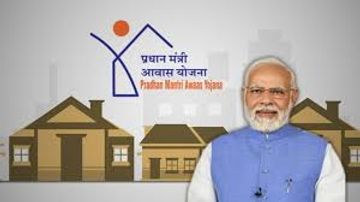 Prime Minister Modi promoting Pradhan Mantri Awas Yojana housing scheme.