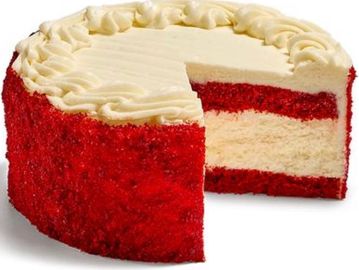 Red velvet cake with cream cheese frosting.