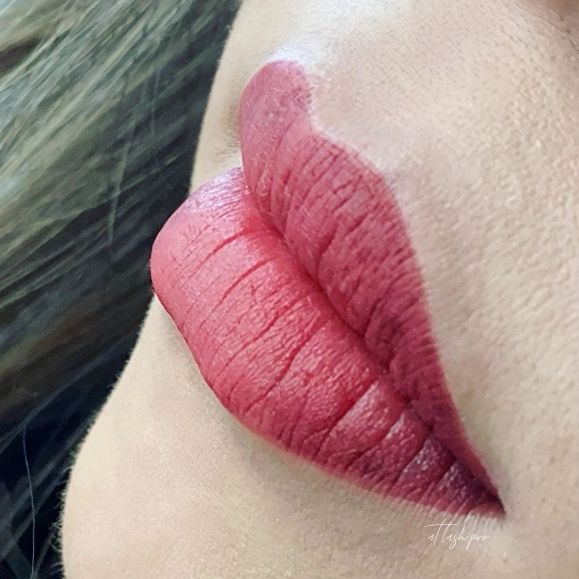 Lip blush done by Melissa with At Lash Pro at Lash Studio Tucson!