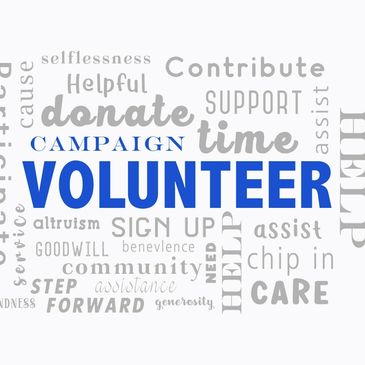 Word cloud emphasizing volunteering and helping others.