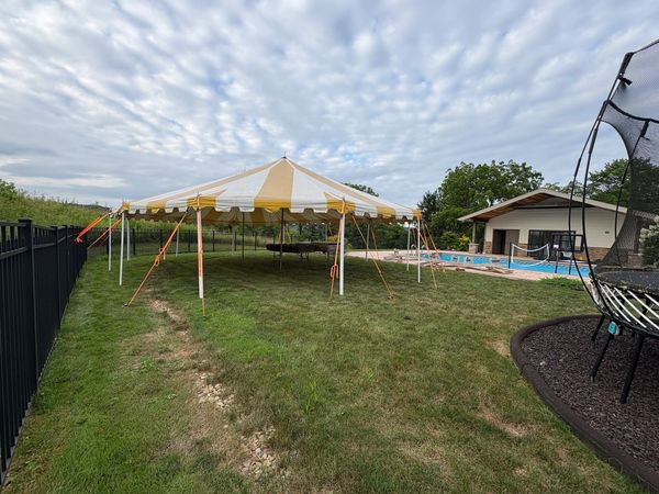 30x40 pole tent fitness class