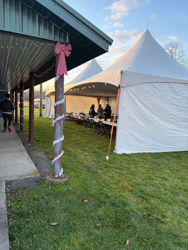 20x40 pole tent with sides Christmas celebration 