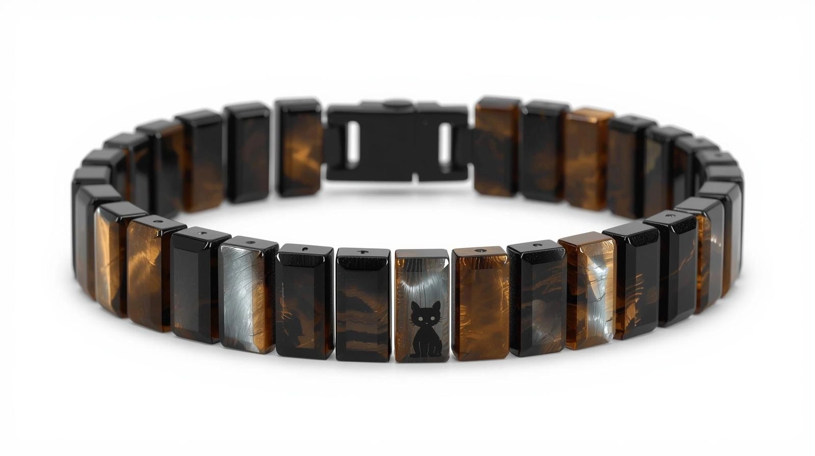 Men's brown and black Cats Eye wide bracelet
