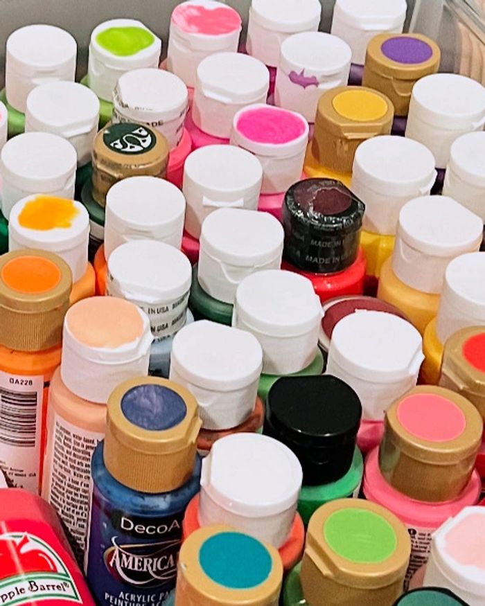 Colorful Acrylic Paint Bottles