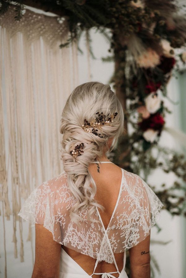 Cornwall Devon wedding hair textured loose blonde boho bride hair up