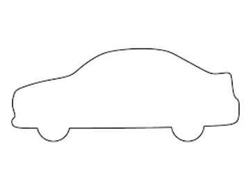 Simple black outline of a classic car shape on white background.
