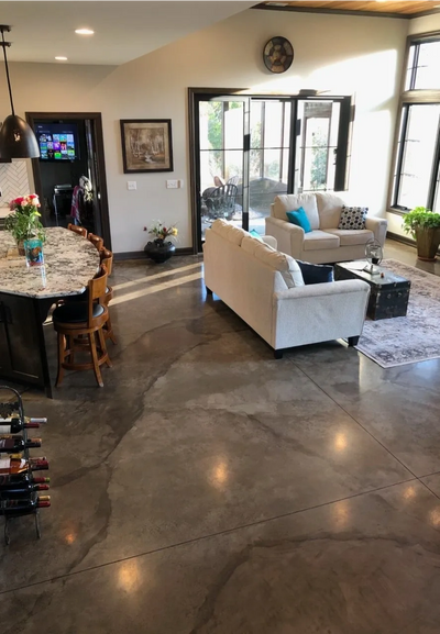 Beautiful unique stained concrete floors with artistic techniques