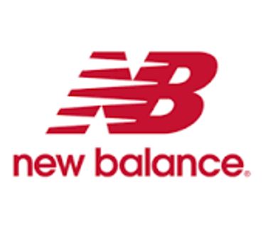 New Balance logo in red with stylized 'NB' and text.