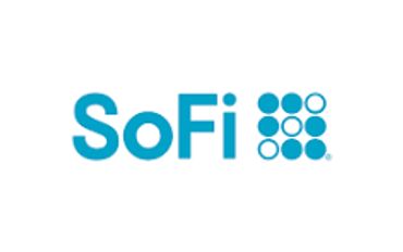 SoFi logo with blue text and dots.