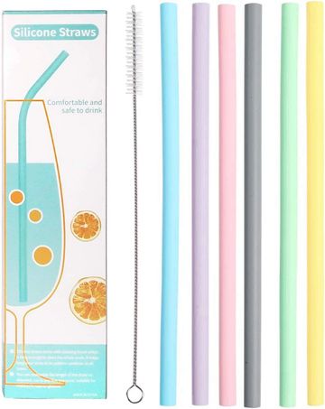 Pastel color silicone straws